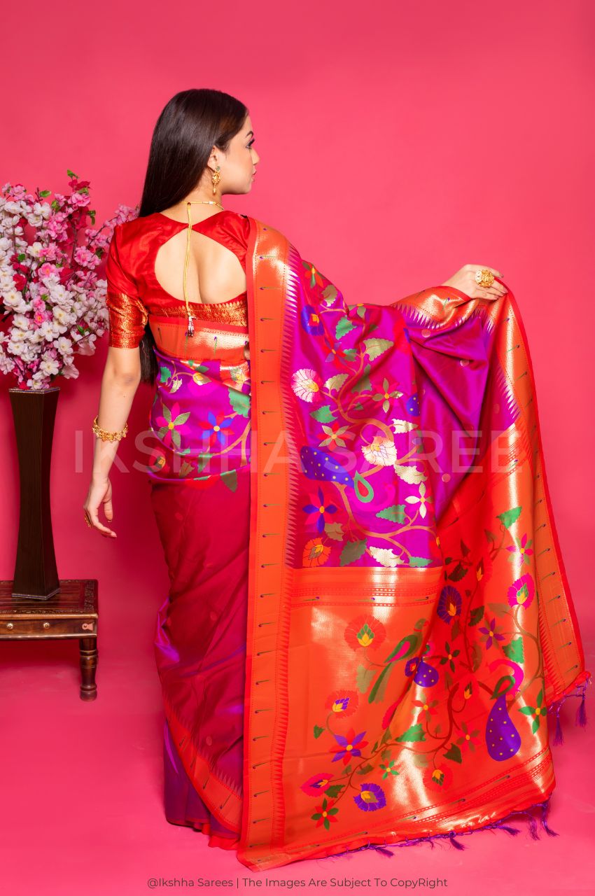 Pink Paithani Soft Silk Saree for Festivals