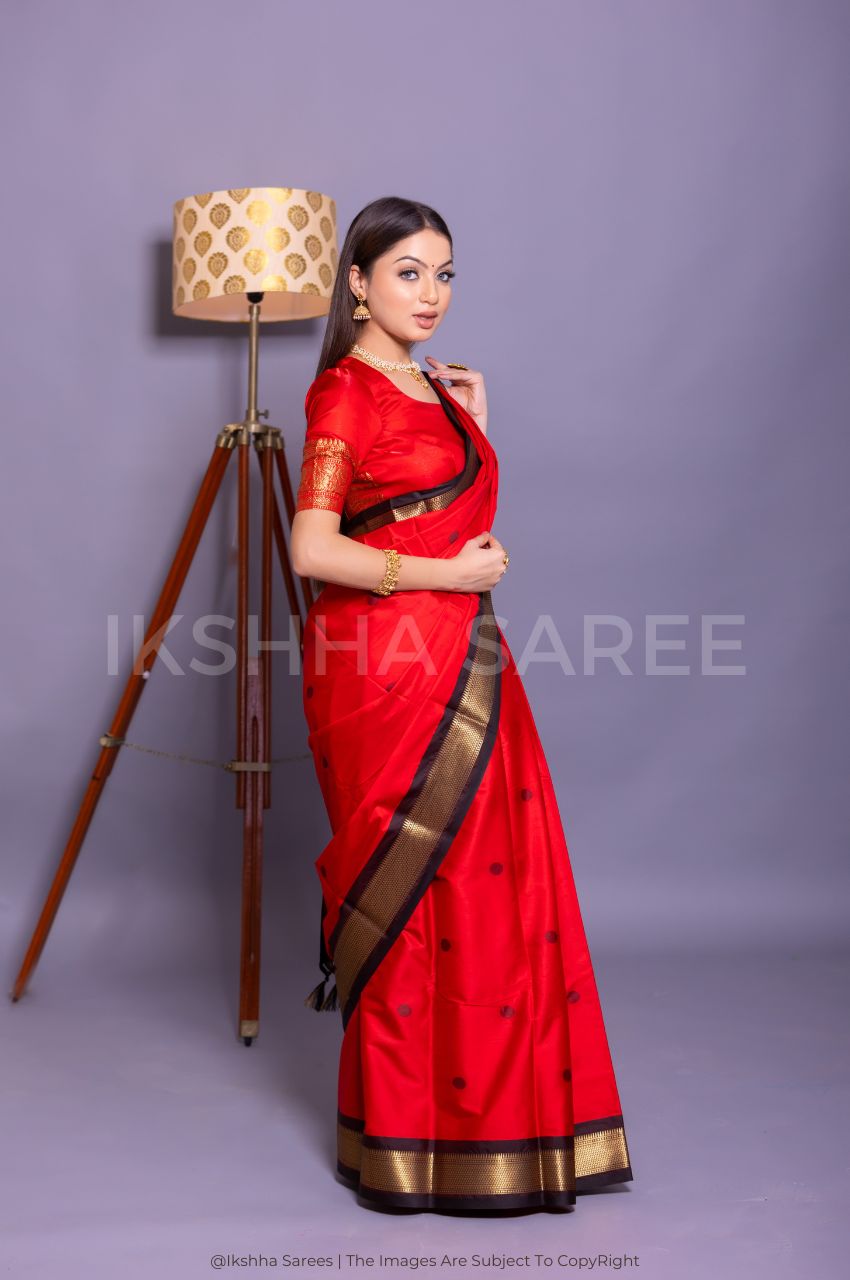 Red Paithani Silk Saree for Festivals